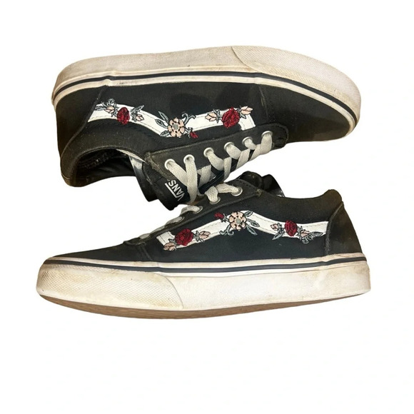 Vans Ward Low Top Floral Embroidery Youth Skate Shoes/Sneakers - Missy Size 2.0 - Picture 4 of 9